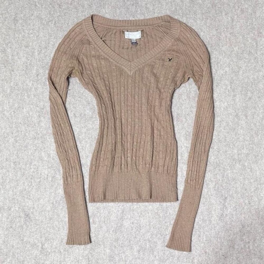 American eagle Women's Tan and Brown Jumper